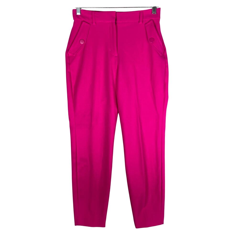 Express High Rise Crop Dress Pants Women 0R Pink Barbiecore Chic Preppy Tailored